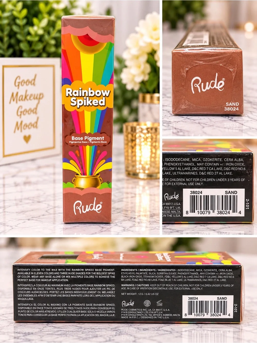 NWT Rude Cosmetics Rainbow Spiked Base Pigment Sand 38024